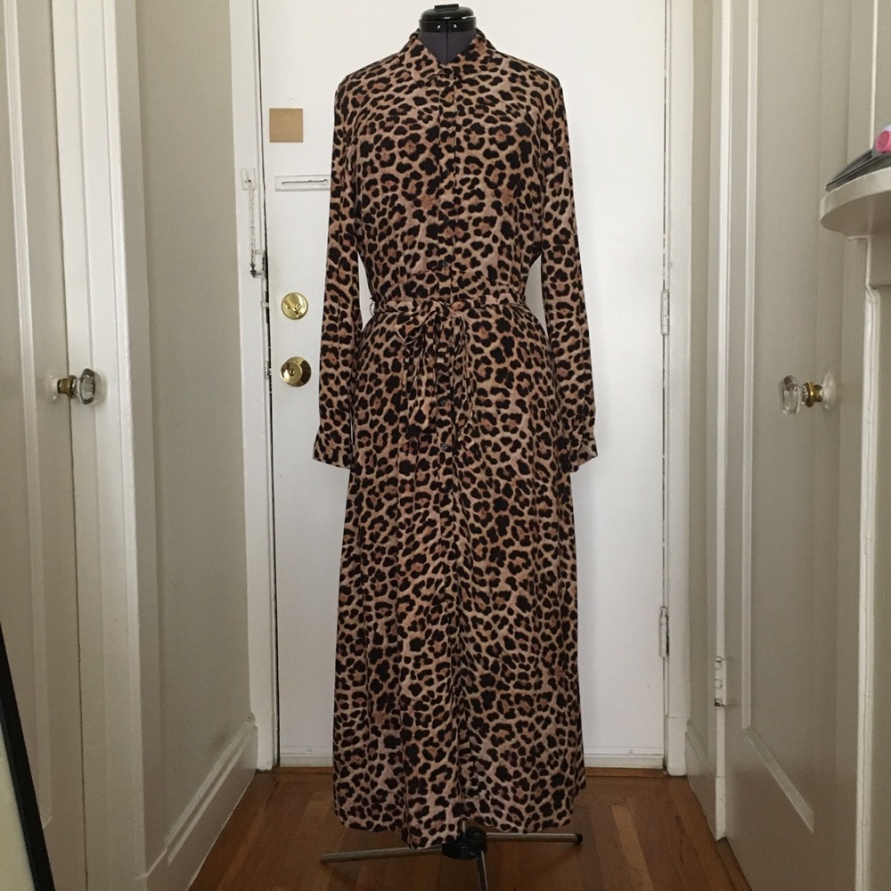 Drapey Leopard Print Shirt Dress w/ Belt